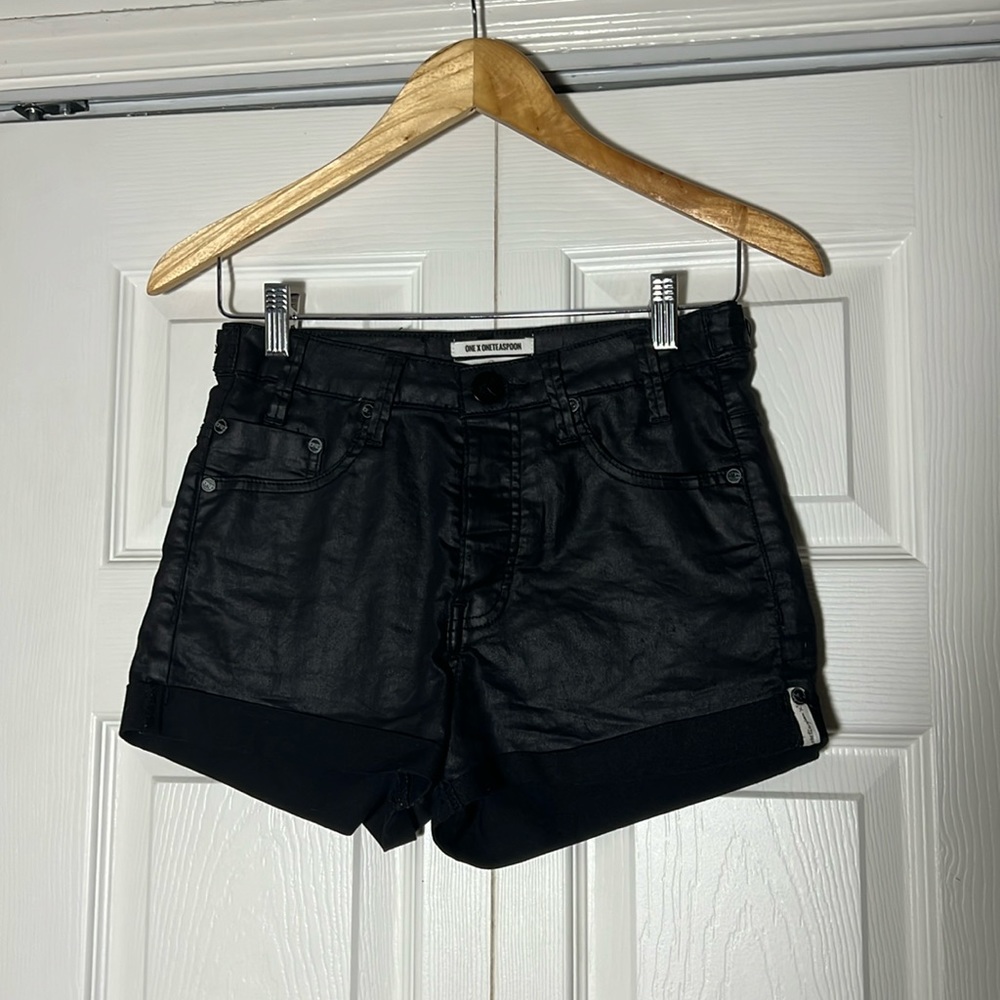 One Teaspoon Faux Leather Short Black 26
